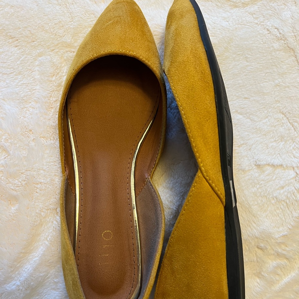 Yellow suede flats